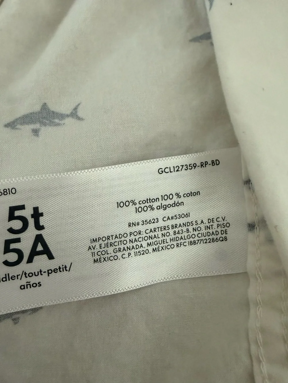 OshKosh B'gosh White Short-Sleeve Shark Print Shirt